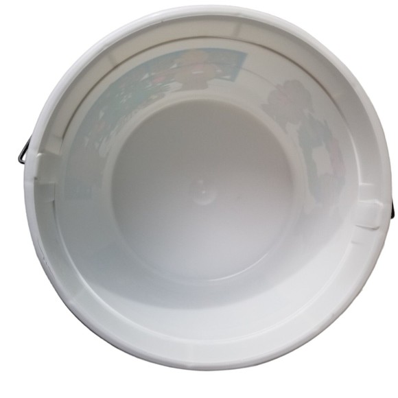 Vintage Christmas Bucket w Lid metal handle Holiday Shamrock Ind 5 Qt Teddy Bear - Picture 8 of 11